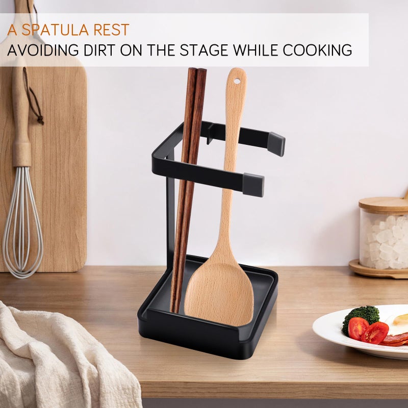 vocheer Pot Lid Holder, Kitchen Organizer Rack Spoon Rest Rack Holder-Lid Stand for Utensils in Kitchen, Black - Image 3